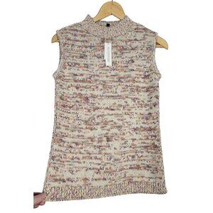 NWT Talbots Multi Colored Mock Neck Sleeveless Marled Knit Sweater Size XS